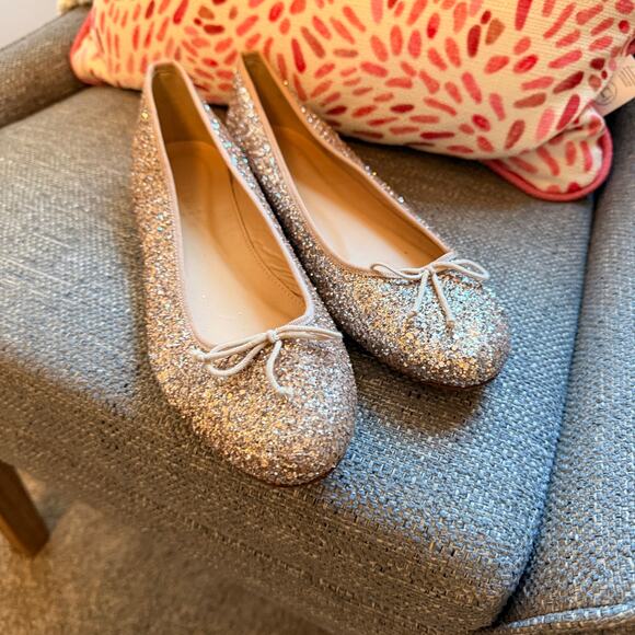 J. Crew Camille Ballet Flats in Glitter Gold Womens Size 9.5 - Picture 2 of 6
